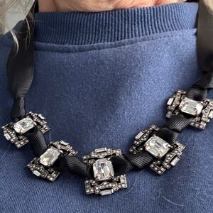 Vintage never worn Stella and Dot Art Deco ribbon and crystal choker